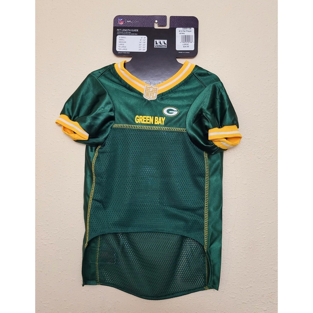 #12 Rodgers NFL Official Team Pet Wear Green Bay Packers Dog Jersey NWT Size L
